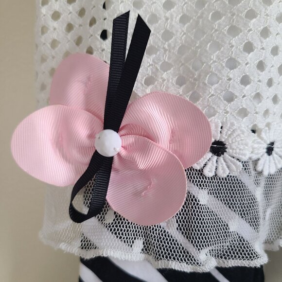 Girls Outfit Set Size 18M White Lace Tunic & Zebra Leggings 2-Piece NWT - Picture 5 of 7